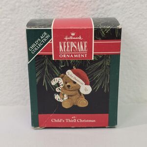 Vintage Hallmark Keepsake handcrafted Ornament childs 3rd Christmas bear 1989